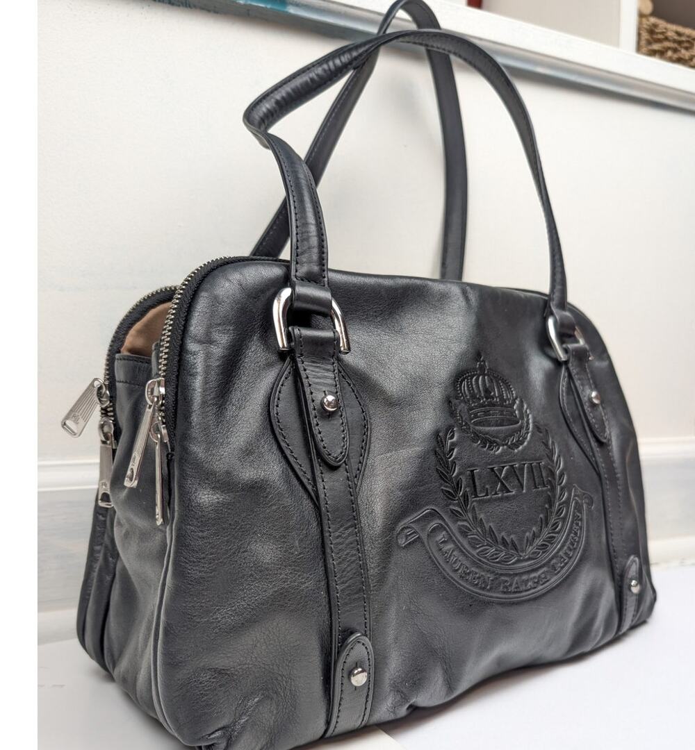 Lauren Ralph Lauren Y2K Slouchy Buckle Leather Shoulder Bag Soft 00s Black